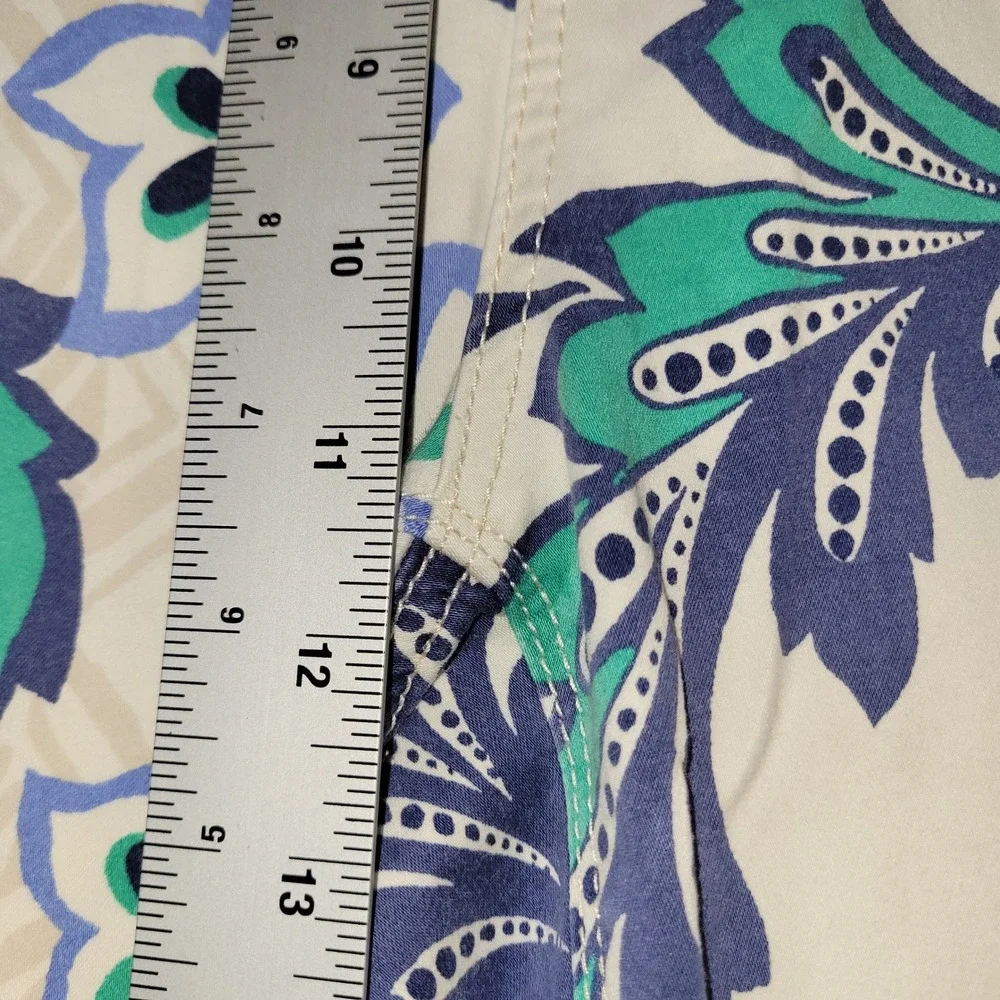 Chico's So Lifting Crop Pants Blue Green Floral Paisley Print Size 2.5 L 14/16